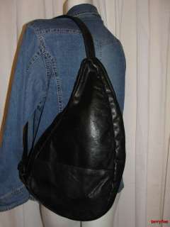BFS03~Black Leather Ergonomic Shoulder Bag Backpack Tote  