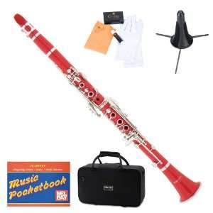  Mendini MCT R+SD+PB Red ABS B Flat Clarinet with Case 