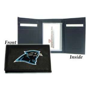 Carolina Panthers Embroidered Leather Tri Fold Wallet  