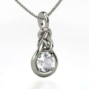   Knot Pendant, Round Rock Crystal Sterling Silver Necklace Jewelry