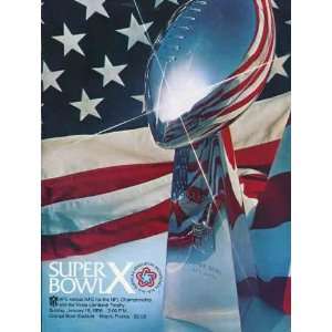 Super Bowl X Program Dallas Cowboys vs Pittsburgh Steelers