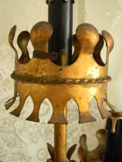 2die4~Antique Italian Tole Metal Crown Table Chandelier Lamp~Italy 