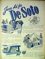 1944 WWII Chrysler DeSoto Car Military Wedding Art AD  