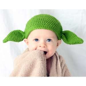   yarn handmade baby Yoda hat   fits 1 to 3 year old 