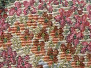   Upholstery Tapestry fabric trees flowers pinks green blue Countryside
