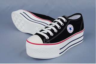 Women Canvas Platform Sneakers Tennis shoes Black/White/Red/Blue/Pink 