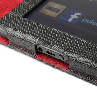 Kindel Fire Check Pattern leather case with Red Interior  