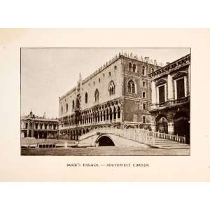  1907 Print Doges Palace Southwest Corner Venetian Gothic 
