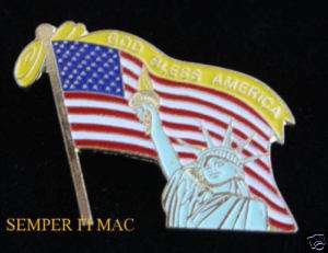 GOD BLESS AMERICA HAT PIN FLAG 911 NY STATUE OF LIBERTY  