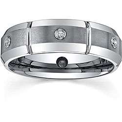   Mens 1/6ct TDW Diamond Dual finished Band (7 mm)  