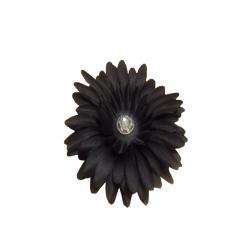 Black Flower Rhinestone Center Hair Clip  