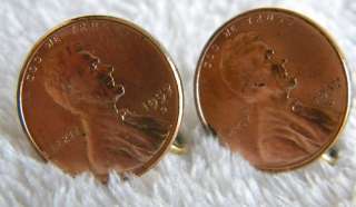 1957 D Wheat Penny USA Screw Back Earrings 1 cent  