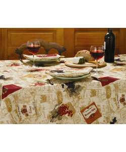 Tablecloth and Napkins Set with Wine Label Fabric  