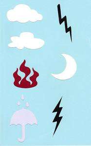 Stencil Weather Cloud Lightning Rain Fire Moon Umbrella  