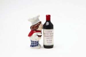 Wine Chef Kiss Her Wine Magnetic Salt And Pepper Shaker  