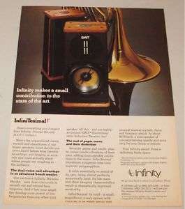 Vintage Infinity InfiniTesimal Speaker PRINT AD 1979  