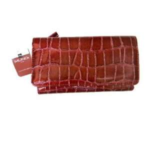   Flap Womens Clutch Nile Croco Organizer Candy Apple Red Patent Beauty