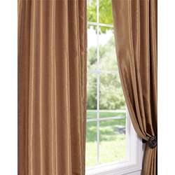 Flax Gold Vintage Faux Textured Dupioni Silk 108 inch Curtain Panel 