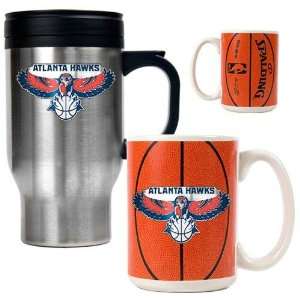 Atlanta Hawks NBA Stainless Steel Travel Mug & Gameball Ceramic Mug 