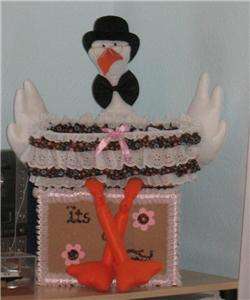 BABY SHOWER STORK BASKET AND BABY BLOCK CENTERPIECE DECORATIONS 