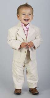 BABY BOYS BEIGE WEDDING LINEN SUIT AGE 0 6 m to 16 yrs  
