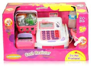 Pink Cash Register with Grocery Basket Toy Battery Operated  