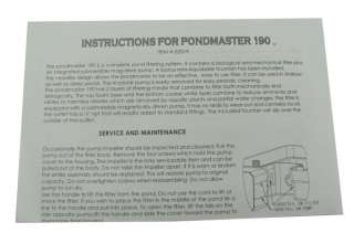 New PONDMASTER 02019 190 GPH Mag Pump and Filter Fountain Head Kit 