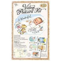 Crafty Secrets Baby Boy Vintage Postcard Kit  