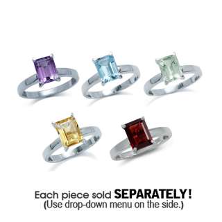   Topaz, Green Amethyst or Garnet Sterling Silver Solitaire Ring  