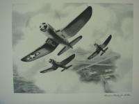 Chance Vought Vintage Corsair Plane Print 16 x 13  