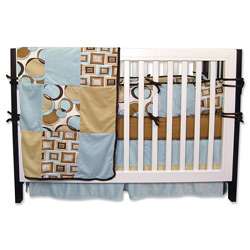 Trend Lab Geo Teal and Brown 4 piece Crib Bedding Set  