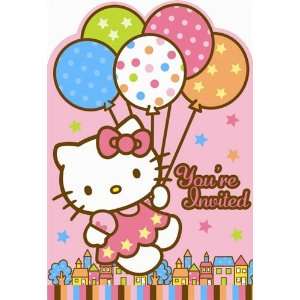 Amscan Hello Kitty Balloon Dreams Die Cut Invitations, 8 