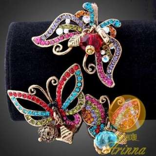 ARINNA Swarovski multi crystal butterfly hinge Bracelet  