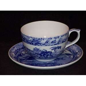  Spode Blue Room Grande Cup & Saucer Indian Sporting 