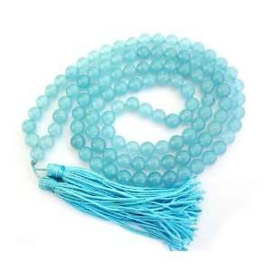   108 Blue Stone Beads Tibetan Buddhist Prayer Meditation Mala Necklace