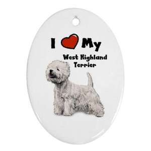  I Love My West Highland Terrier Westie Ornament (Oval 