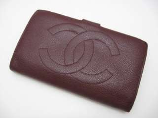 Auth. Chanel Brown Caviar Leather Long Wallet  