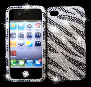   Leopard Zebra Rhinestone Bling cover Case Fits iPhone 4 & 4s  