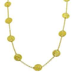 14k Yellow Gold Coin Station Necklace  