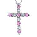   White Gold Pink Sapphire and 1/2ct TDW Diamond Necklace (H I, SI2 SI3