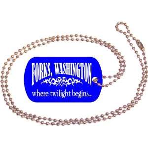  Forks Washington Blue Dog Tag with Neck Chain Everything 