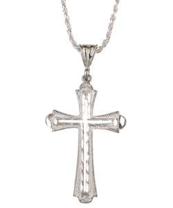 Sterling Silver Diamond cut Cross Necklace  