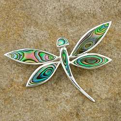 Sterling Silver Dragonfly Abalone Shell Pendant (Thailand 