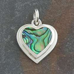 Sterling Silver Heart Abalone Shell Pendant (Thailand)  