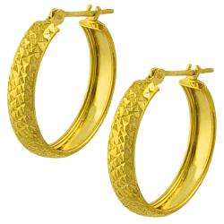 10k Yellow Gold 19 mm Diamond cut Hoop Earrings  