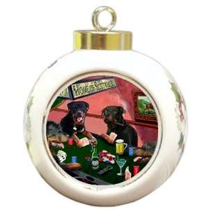 Home of Rottweillers Christmas Holiday Ornament 4 Dogs Playing Poker