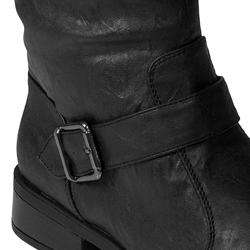 Journee Womens Mid calf Buckle Faux Leather Boots  