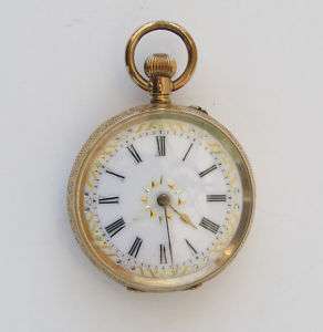 Antique Ladies Pocket Watch Swiss 14K Gold 19th Century  