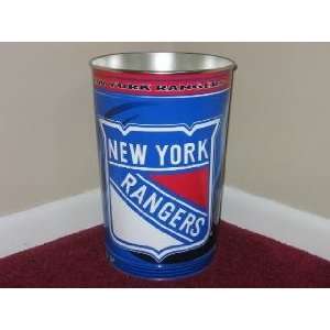 NEW YORK RANGERS 15 Tall Tapered WASTEBASKET / GARBAGE CAN with Team 