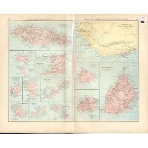 Antique Map 1881 Bartholomew West Indian Settlements 